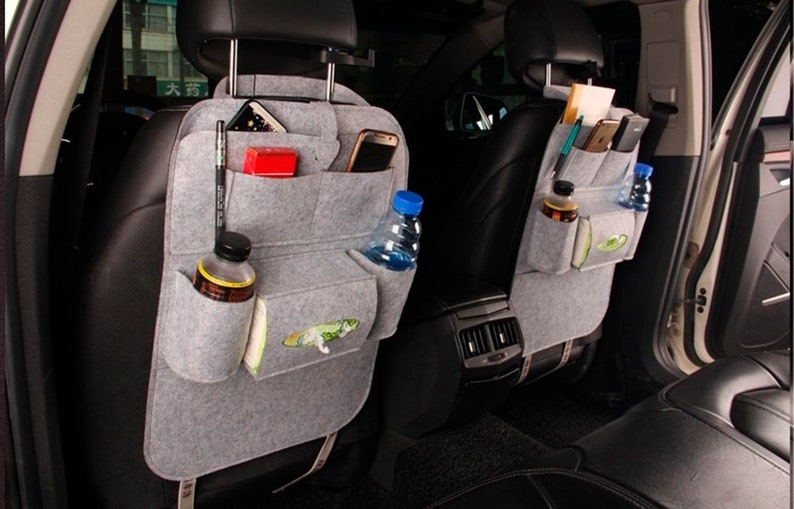 Car Seat Organizer Coaster Protector Cover Extra Pockets For Trash Bag Travel Pocket
