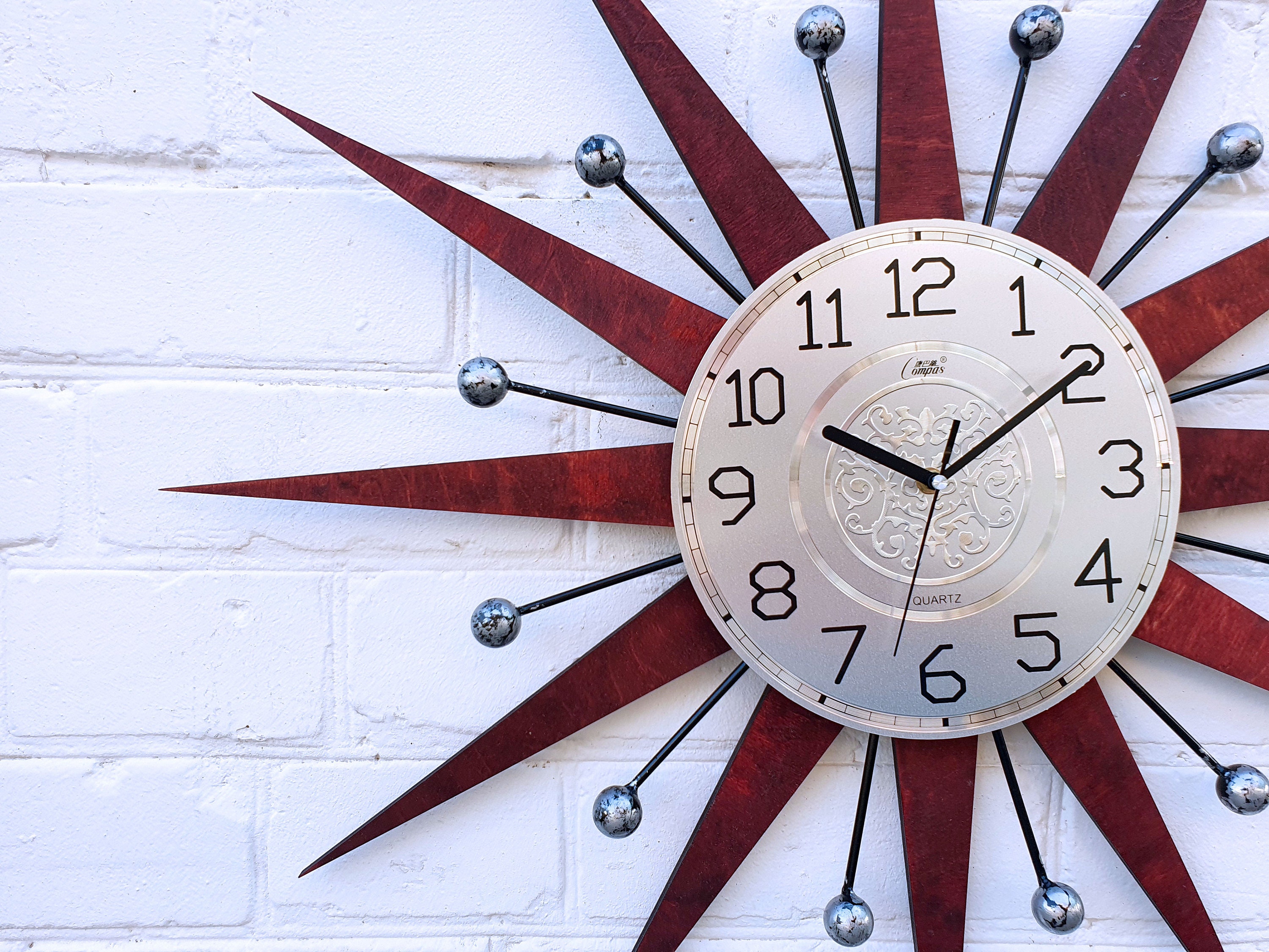 30 Silver Starburst Clock Nelson Mid Century Etsy