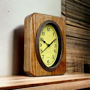 Small wood wall clock Fireplace mantel decor in Vintage clock Art Deco style Retro clock image 10