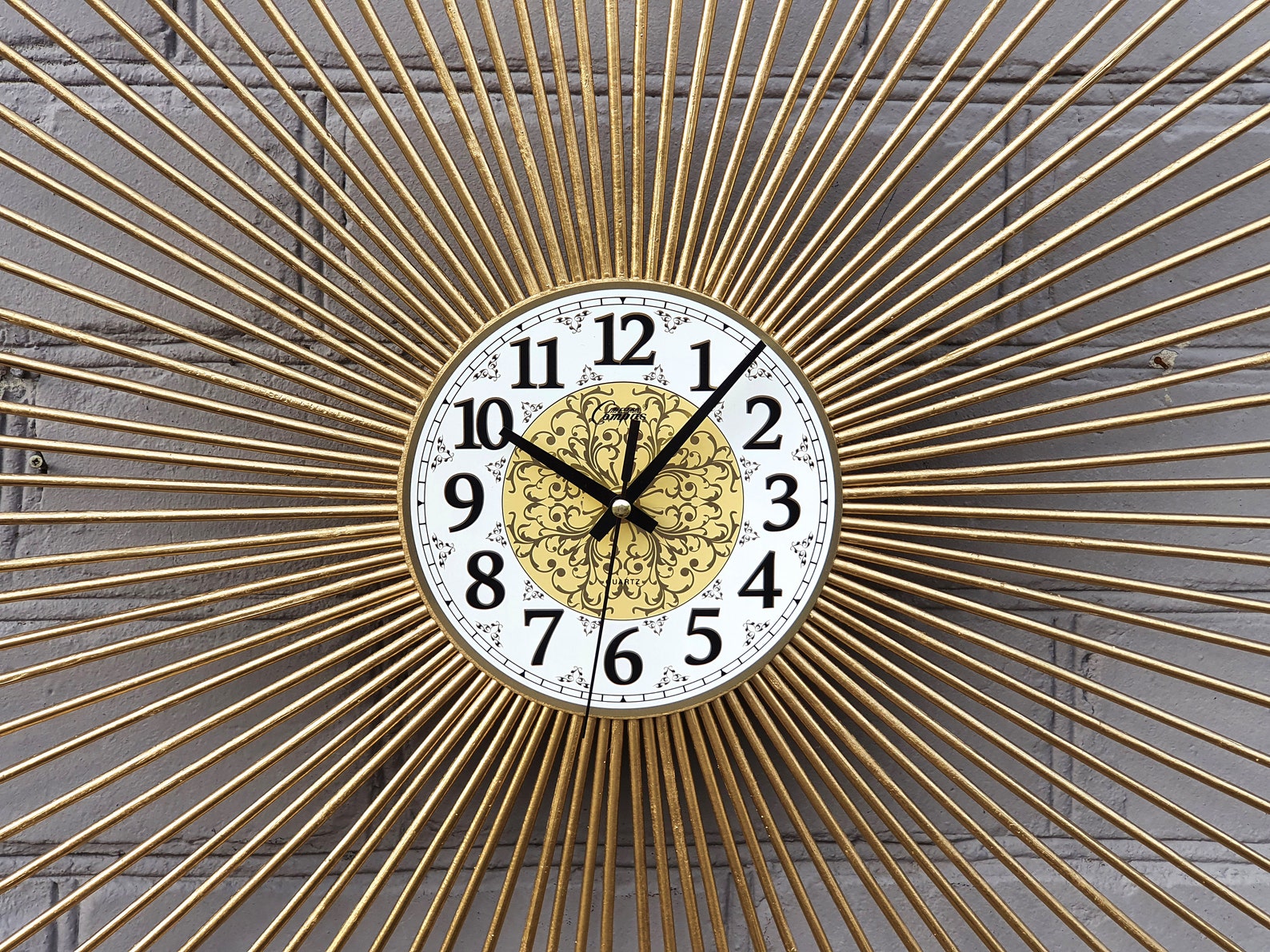27 Gold Sunburst clock Wood clock Modern wall clock Etsy