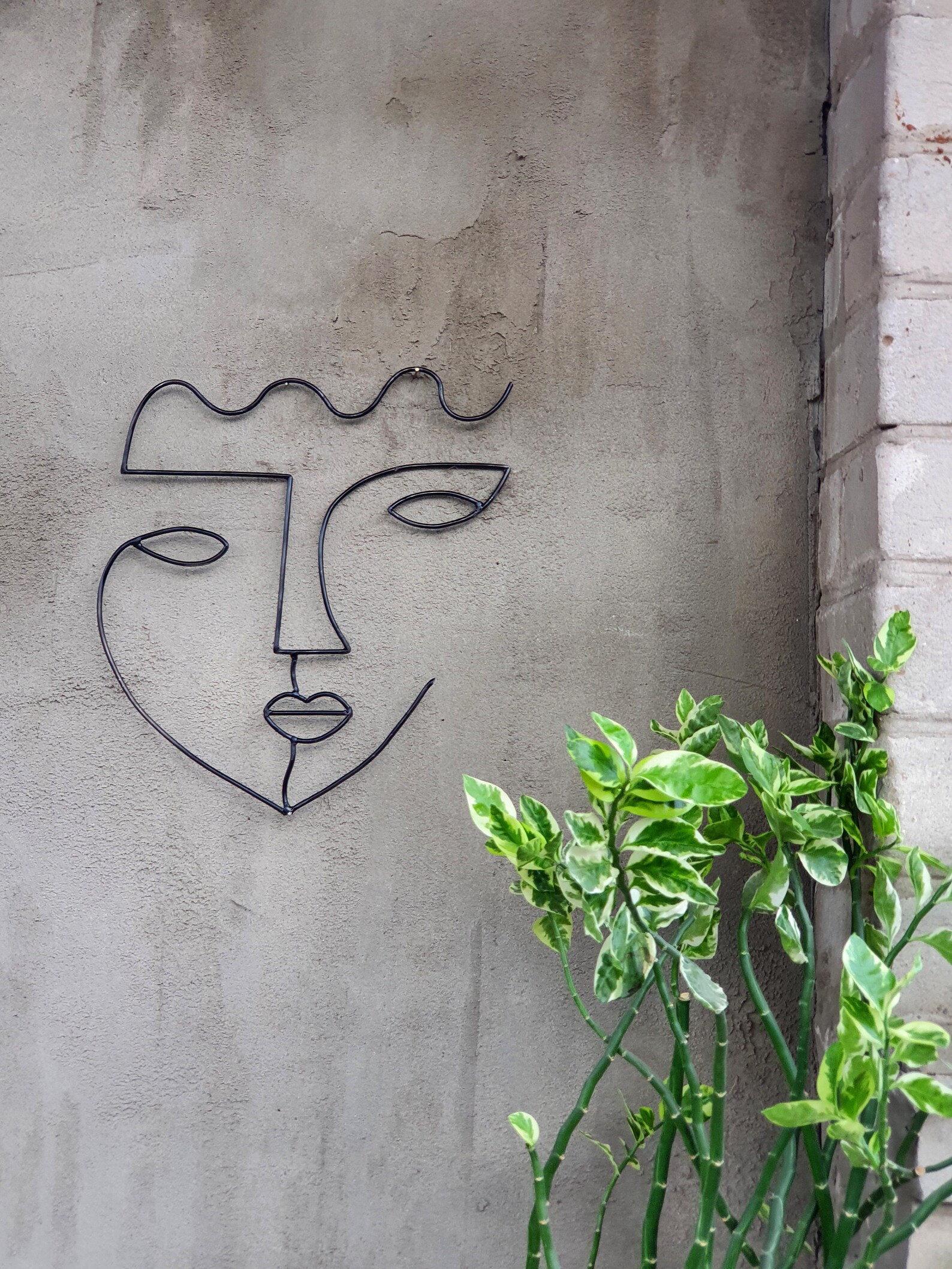 Wall Art Large Abstract Face Wire Sculpture Geometric Art Wire Etsy UK