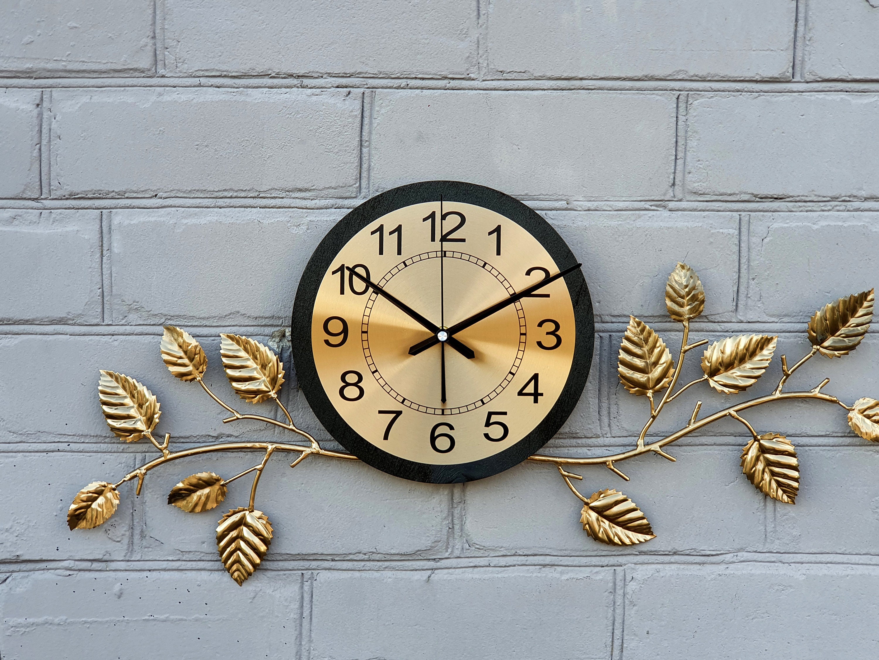 Gold Large wall clock Tree branch Outdoor clock Modern wall Etsy