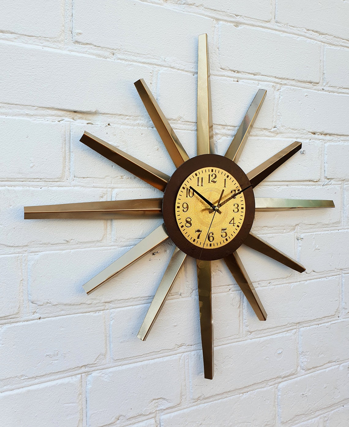 23 Gold Starburst Clock Mid century style Scandinavian Etsy