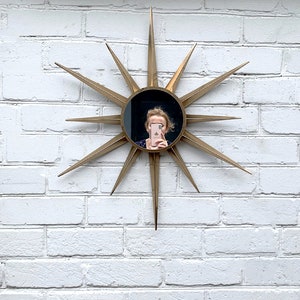 30 Gold Glamorous sunburst Large mirror Starburst unique wall mirror Vintage starburst Modern wall mirror Mid century starburst wall mirror image 6