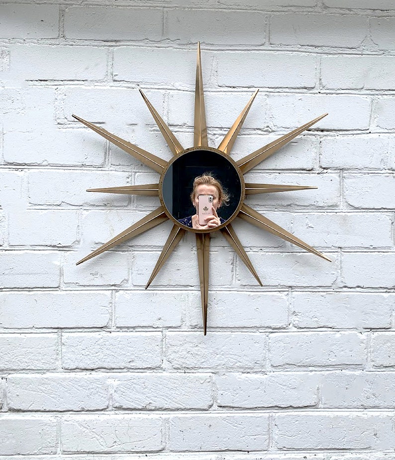 30 Gold Glamorous sunburst Large mirror Starburst unique wall mirror Vintage starburst Modern wall mirror Mid century starburst wall mirror image 6