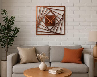 Handmade Geometric Iron Wall Clock: Mid-Century Modern Industrial Decor