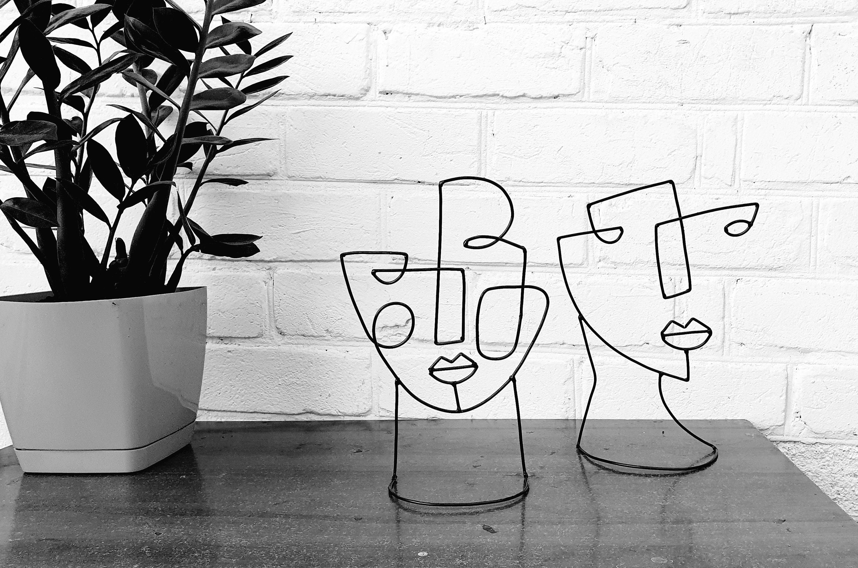 Figurines Sculpture Art & Collectibles 12 Abstract Face Wire sculpture