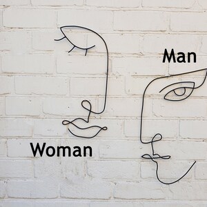 Woman&Man Wall Art Large Abstract Face Wire sculpture | Etsy