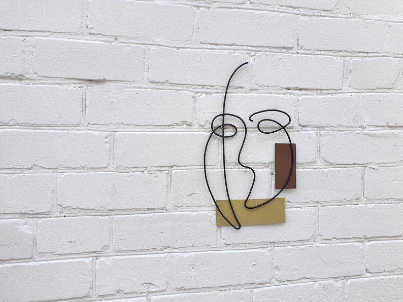 Wall Art Large Abstract Face Wire Sculpture Geometric Art Wire Etsy