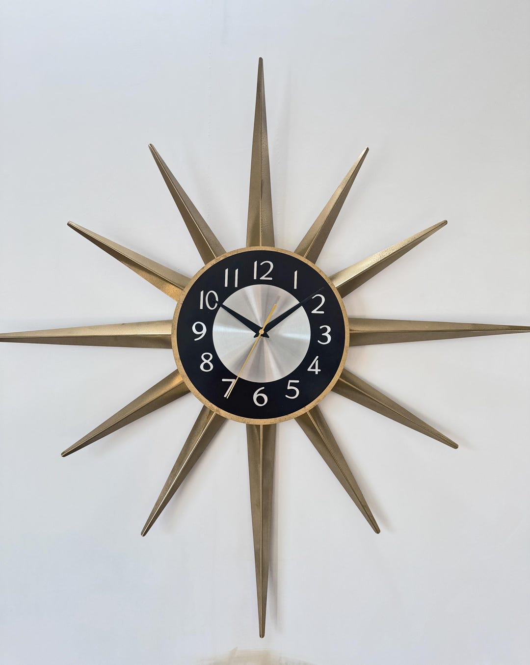Mid Century Modern Starburst Wall Clock – Large Atomic Wall Clock ...