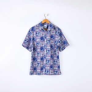 70s &quot;Oahu Transit Group&quot; Hawaiian Shirt - vintage, workwear, tropical, hipster, gray - L