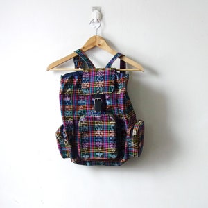 2000s Rainbow Plaid Backpack - Vintage Skater, Scene, Emo