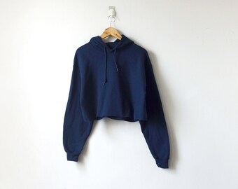 navy blue cropped hoodie