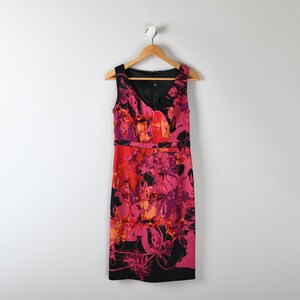 Vintage Y2k Pink & Black Midi Dress - elie tahari, fuchsia, orange, red, 2000s clothes - Women&#39;s Size 4