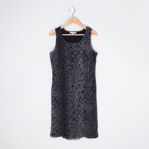 Vintage 2000s Dark Grey Printed Midi Dress - y2k clothing, black & gray - Women&#39;s L