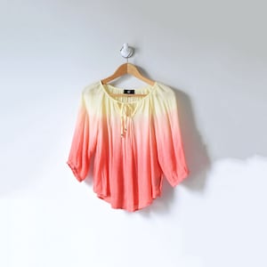 XS // y2k Orange Tie-Neck Top - Surfer, Light, Summer