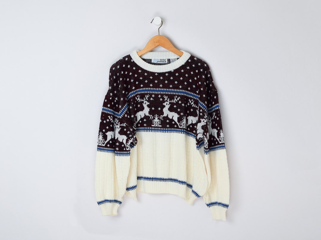 Vintage Lingge lazy wind Red Christmas Sweater  4970