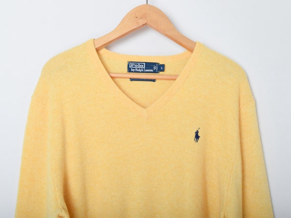Vintage 90s Ralph Lauren Polo Cornflour Lambswool V-neck Sweater