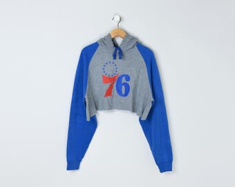 Vintage 2000s 76ers Cropped Hoodie -- philadelphia, crop top, nba, basketball, sweatshirt - Women's XL