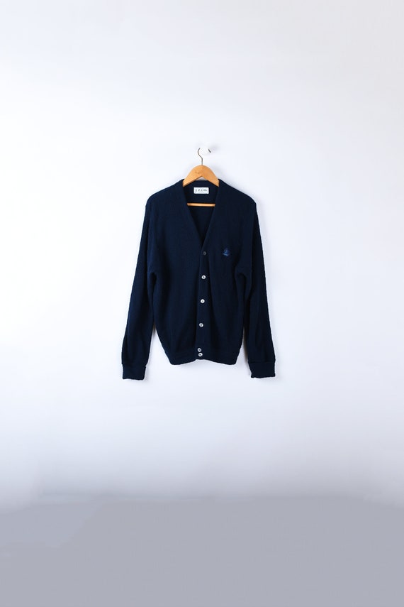 90s Izod Navy-Blue Cardigan – Vintage Sweater, 90s