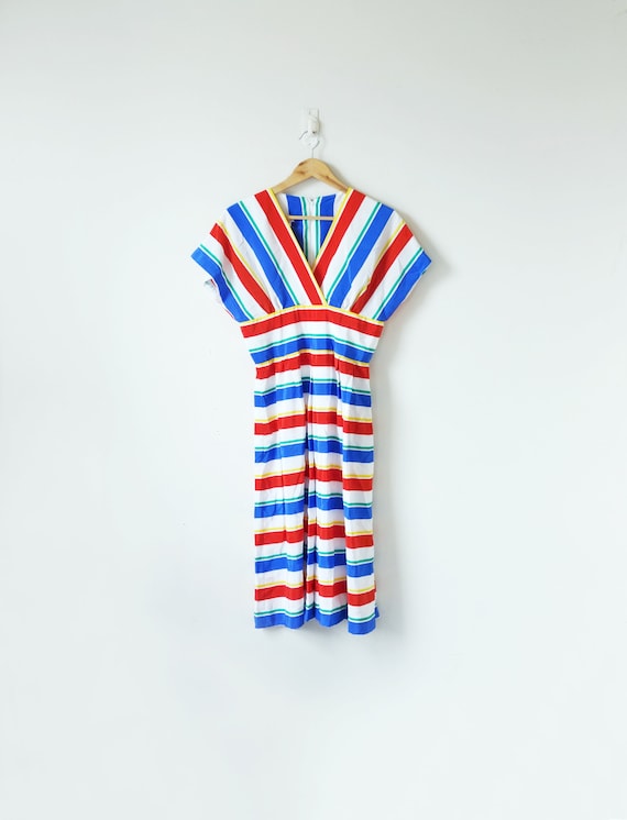 70s Striped Wrap Dress - 70s Dress - Vintage Dress
