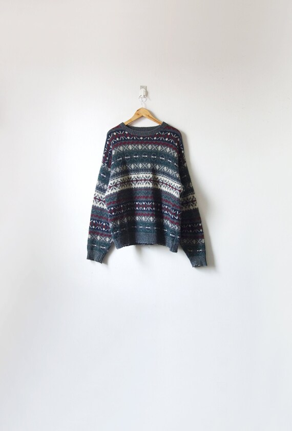 90s Woolrich Dark Fair Isle Sweater - Vintage Wool