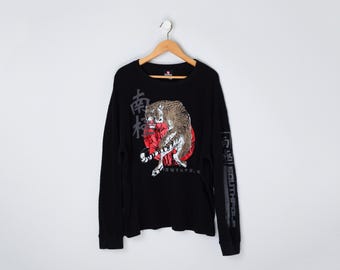 Vintage Y2k Southpole Rhinestoned Tiger Long Sleeve Thermal