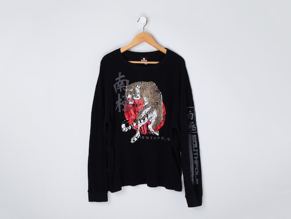 Vintage Y2k Southpole Rhinestoned Tiger Long Sleeve Thermal