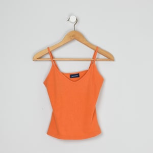 Vintage Y2k Orange Ribbed Tank Top - &quot;the limited&quot; - 2000s clothing, spaghetti straps - Women&#39;s s