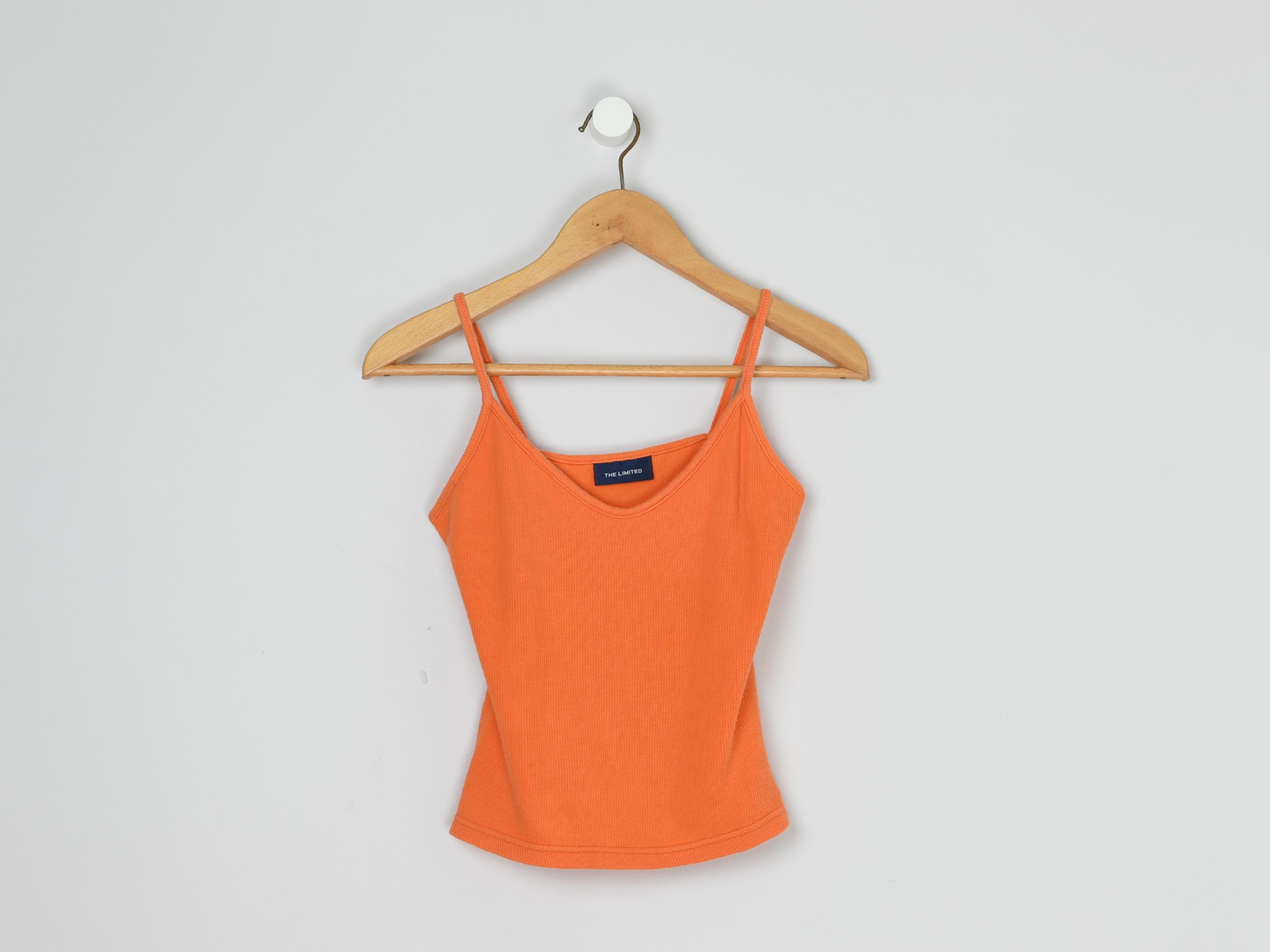 Vintage Y2k Orange Ribbed Tank Top - 