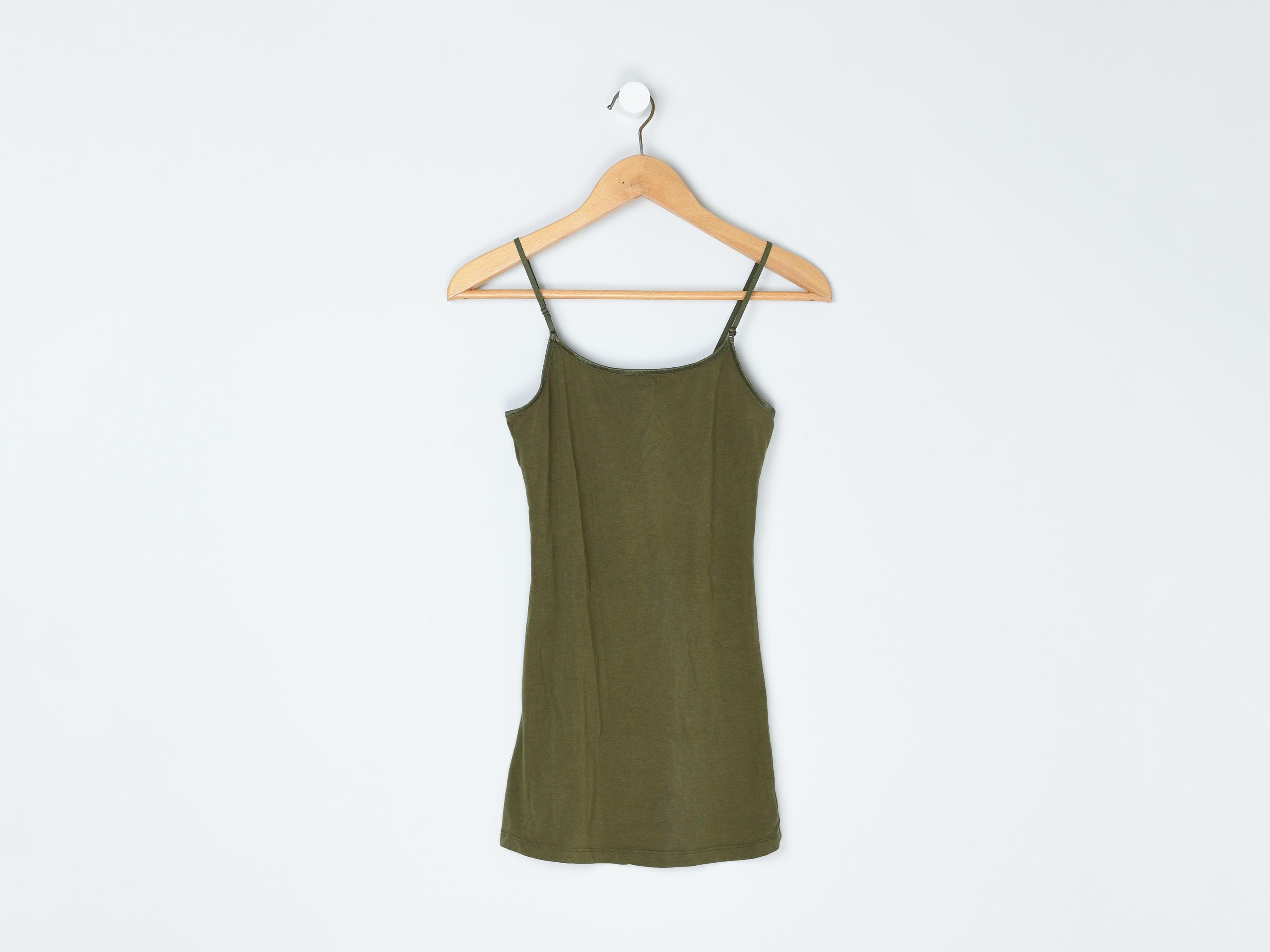Vintage Y2k Dark Green Long Cami Top - 2000s Clothing, Tank