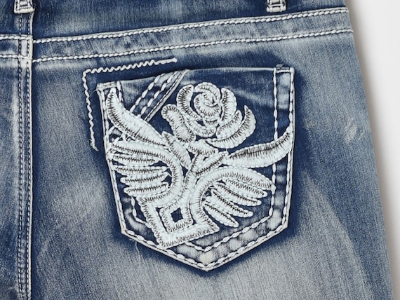 30x32 // Vintage Y2k Embroidered Contrast-stitched Skinny Jeans