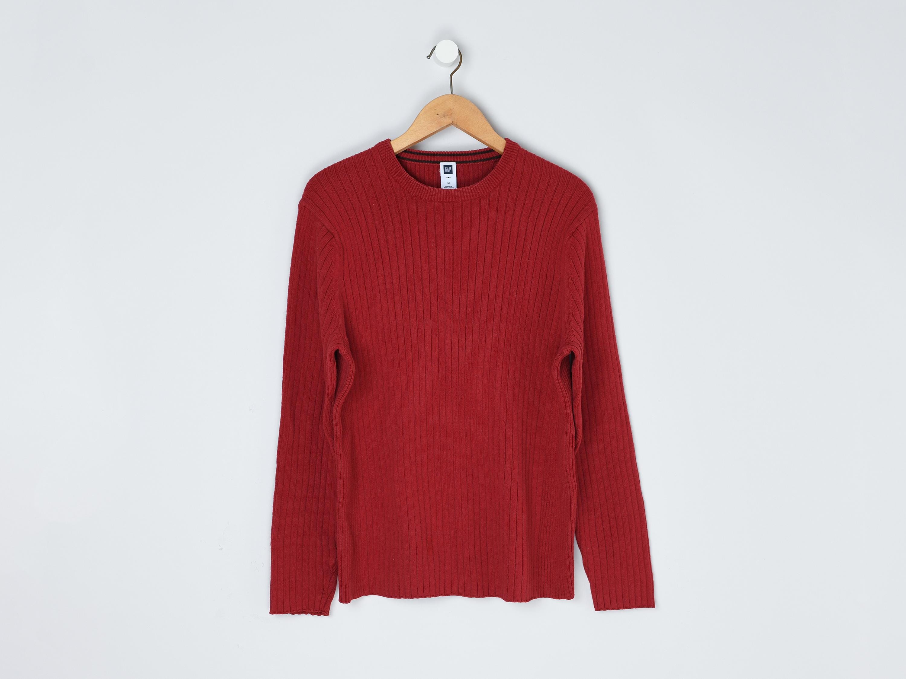 Vintage 2000s GAP Ribbed Knit Sweater - Red, Y2k, Cotton - Men's M