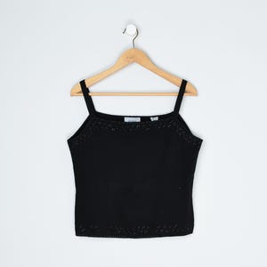 Haut en tricot noir perlé de l&#39;an 2000 - lord & taylor, « pure laine vierge », débardeur - femme L
