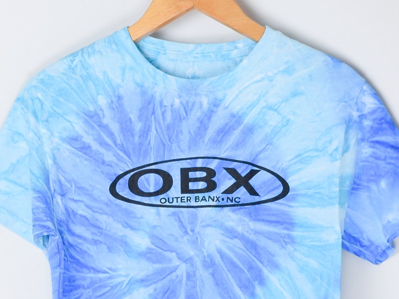 Vintage Y2k OBX Outer Banks Tie Dye Tshirt Blue, Surfer, Vacation Men