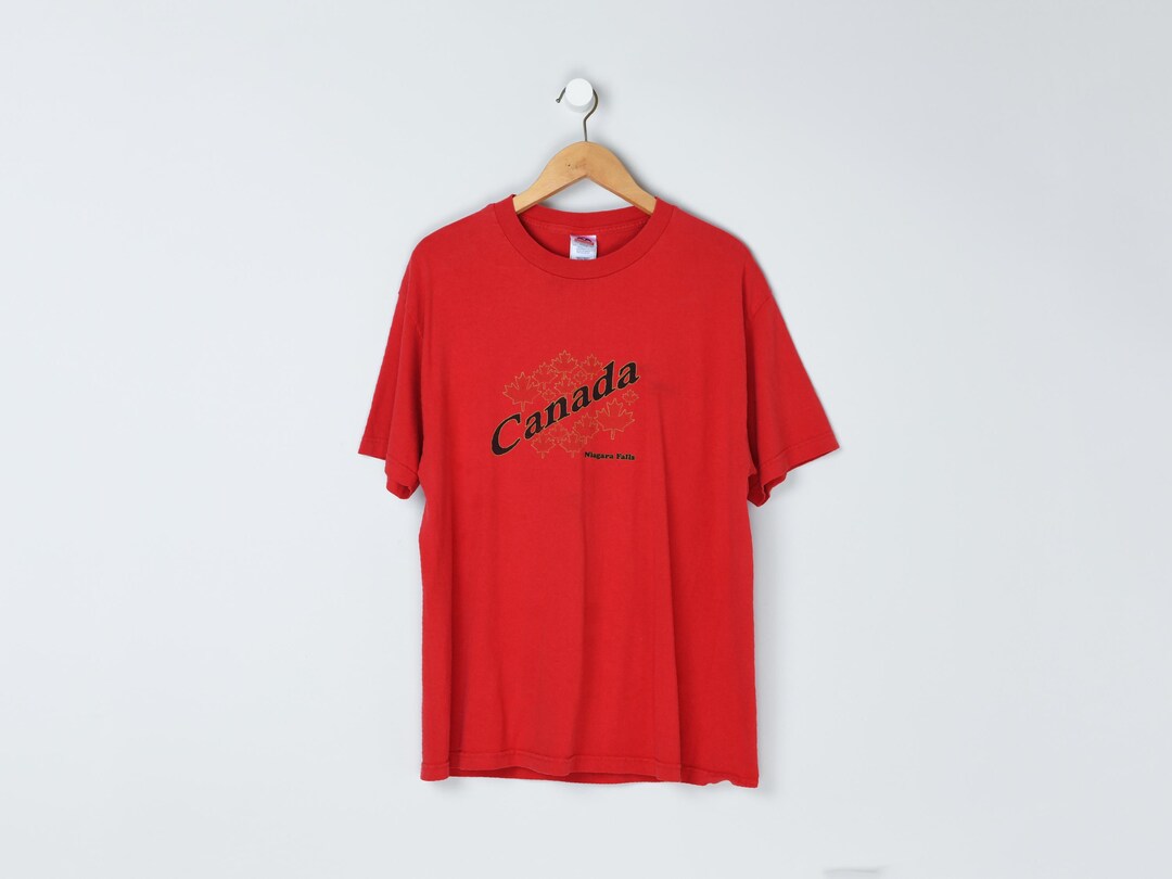 Vintage 90s Canada T-shirt - Nineties, Red, Niagara Falls - Men's