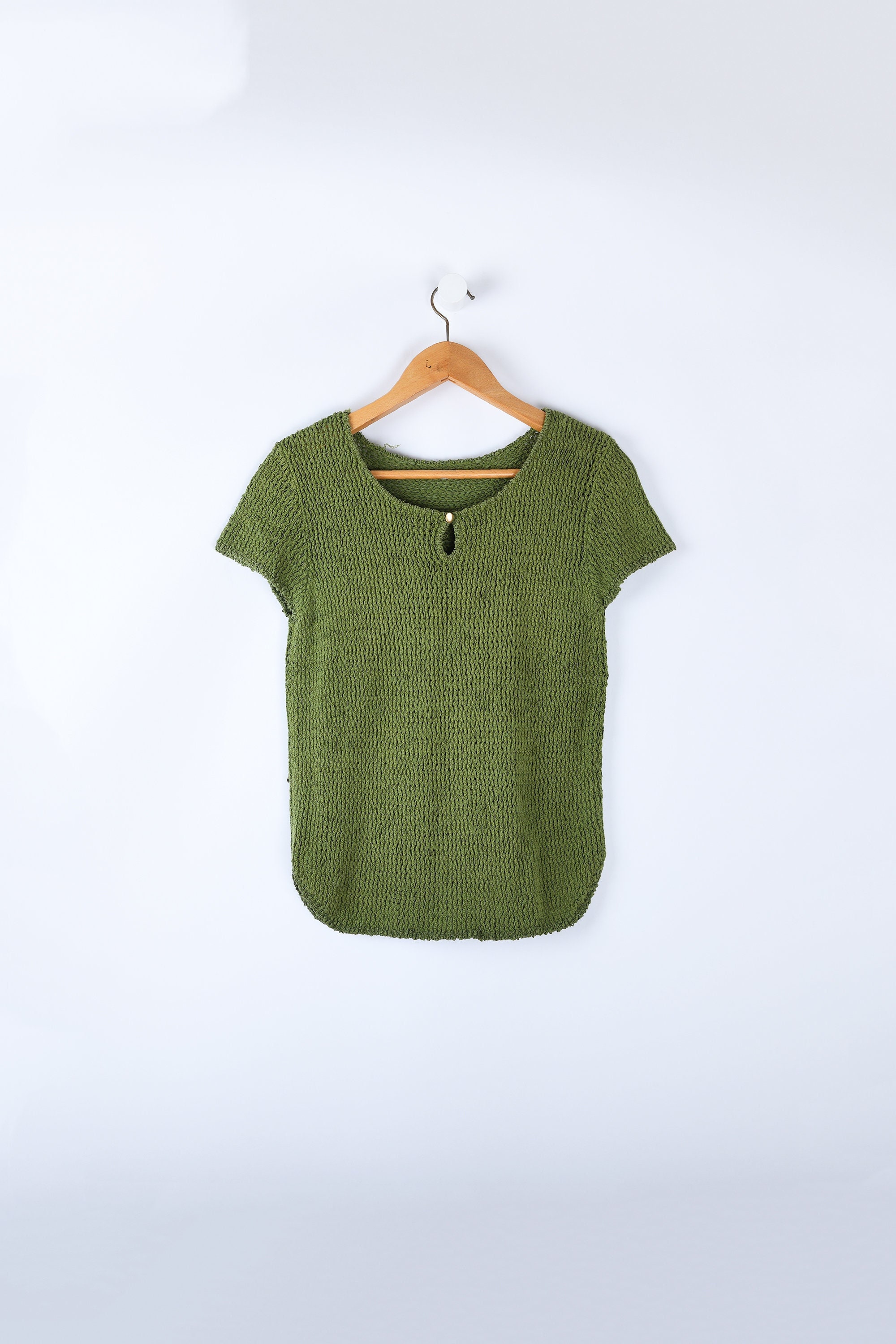 国産品 S Hippie Bohemian, Vintage, - Top Knit Green Grass 90s // トップス