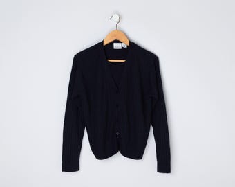 Vintage 90s Black Cardigan & Shell Top - sweater, pullover, basics, bar knit - Women&#39;s L