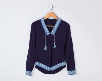 Vintage 90s Christian Dior Argyle Sweater Blue & White