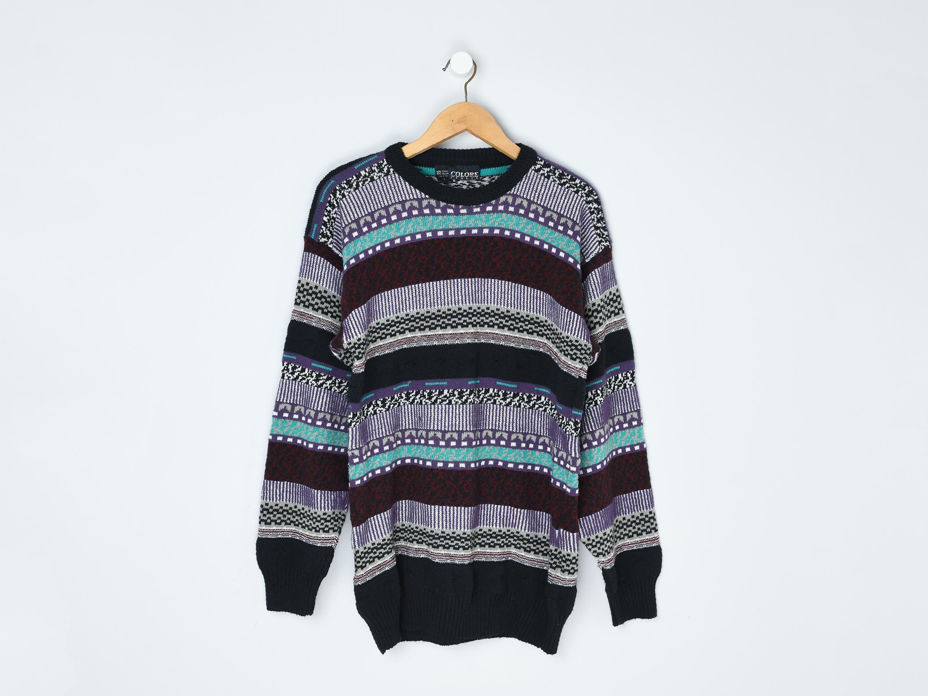 Vintage 90s Patterned Knit Sweater - 