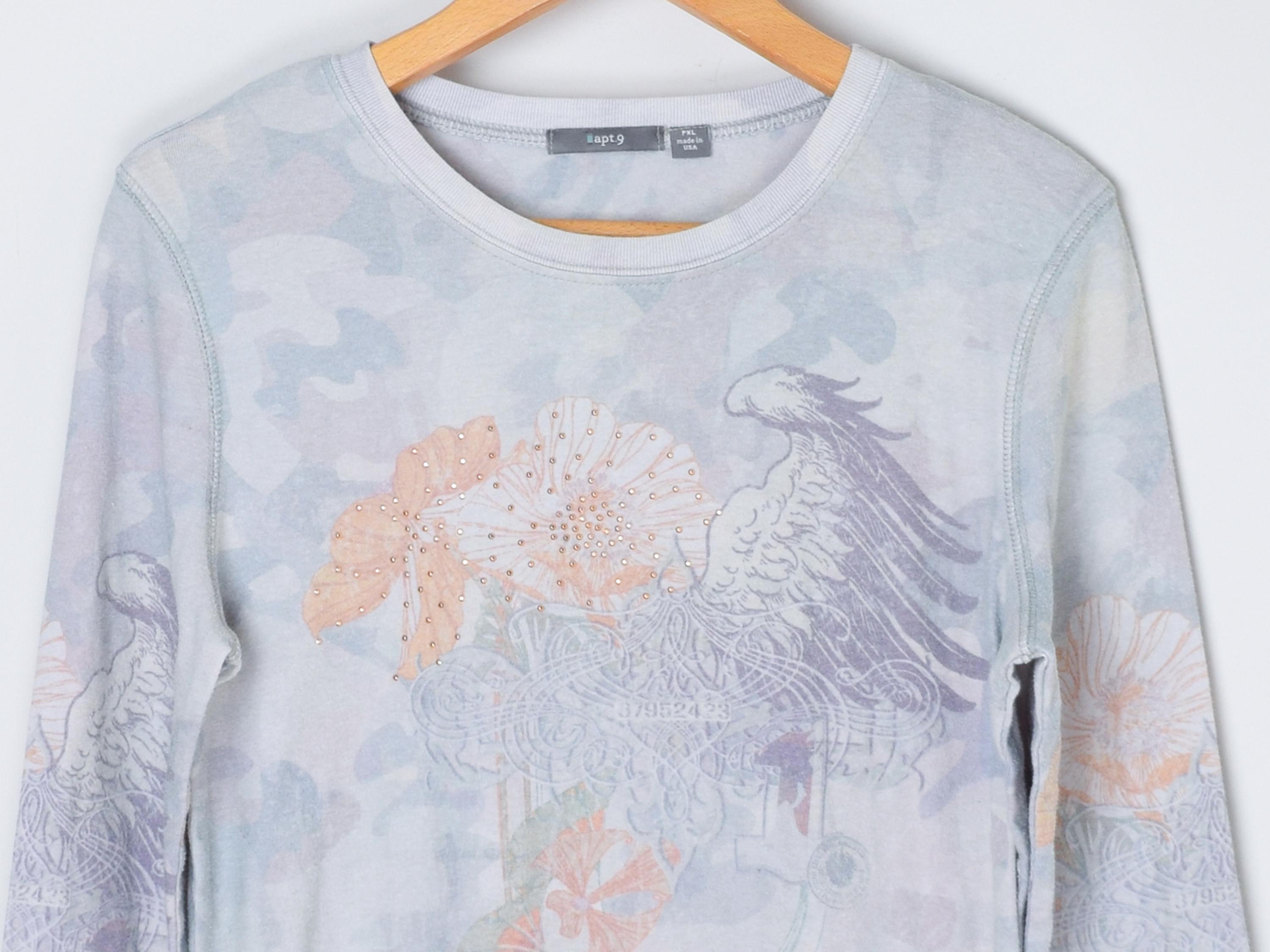 Vintage Y2k Studded Pastel Graphic Long-sleeve Top - 2000s T-shirt