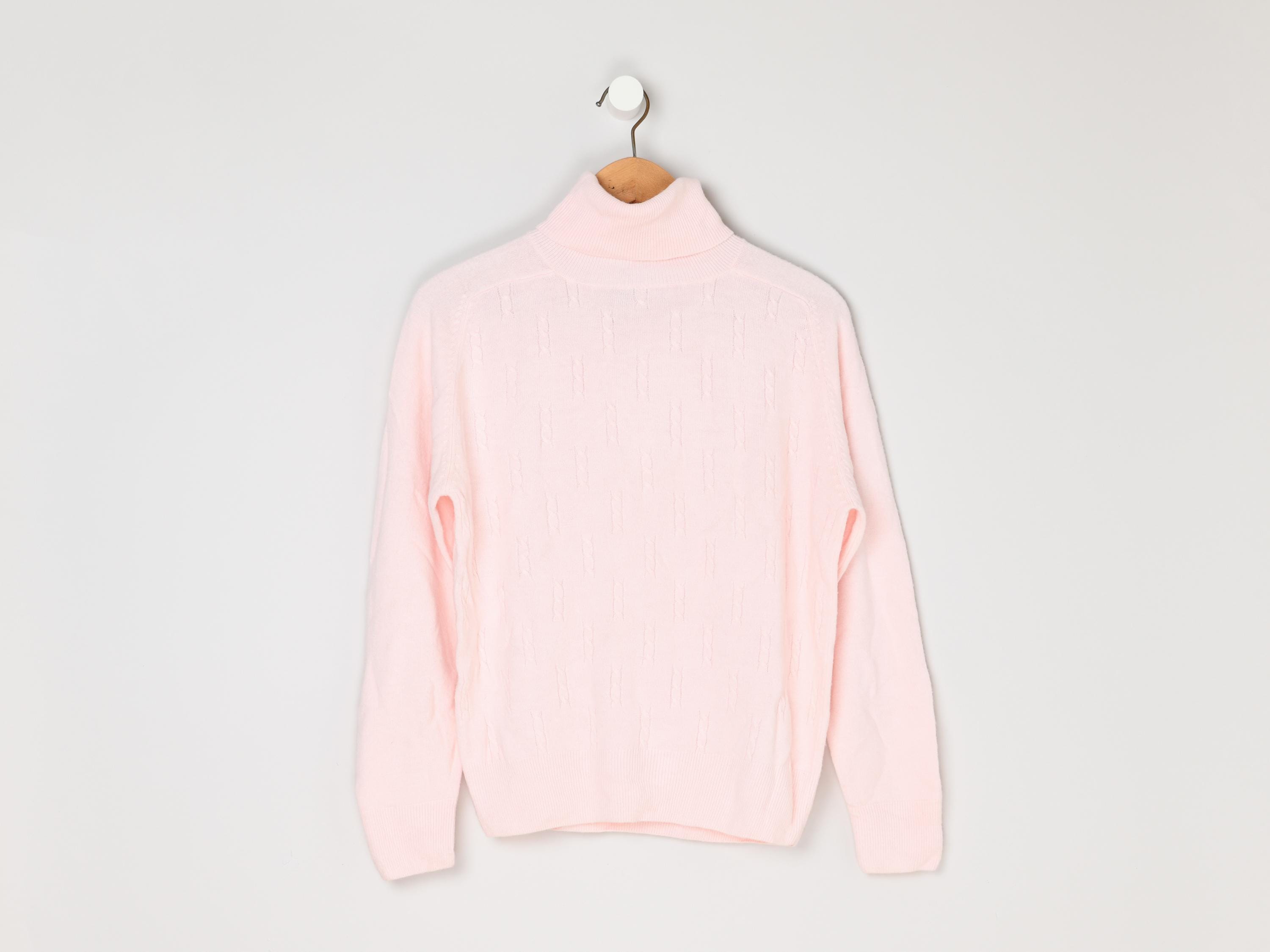 珍品 名作 80s-90s 襟付き パステルピンクニット Vintage 90s Pastel Pink Knit Turtleneck - 