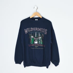 vintage 90s &quot;Wilderness&quot; Deer Sweatshirt - nineties, animals, outdoors, camping, made in usa -- Men&#39;s XL
