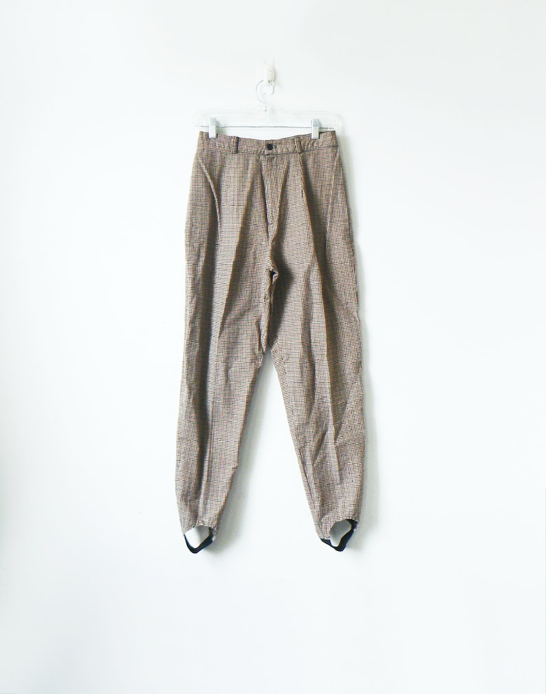 80s Pants 28 Waist Women/'s SM 80s Clothing 80s Womens/' Tweed Trousers with Stirrups