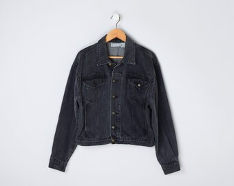 Vintage 90s International Male Dark Gray Cropped Denim Jacket - nineties, jean jacket, americana - Men's S