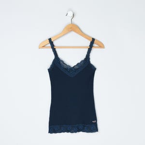 トップス vintage Hollister Lace camisole Vintage Y2k Hollister Lacy Cami Top - 2000s Clothing, Navy Blue