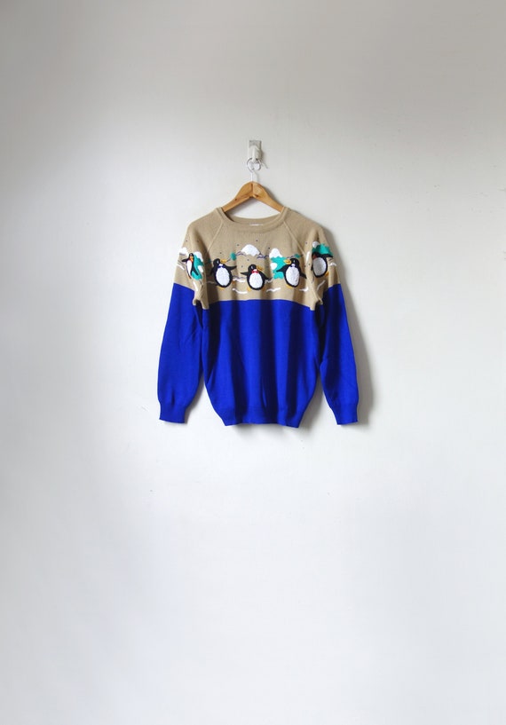 1960s Kitschy Penguins Sweater - Vintage Winter Ho