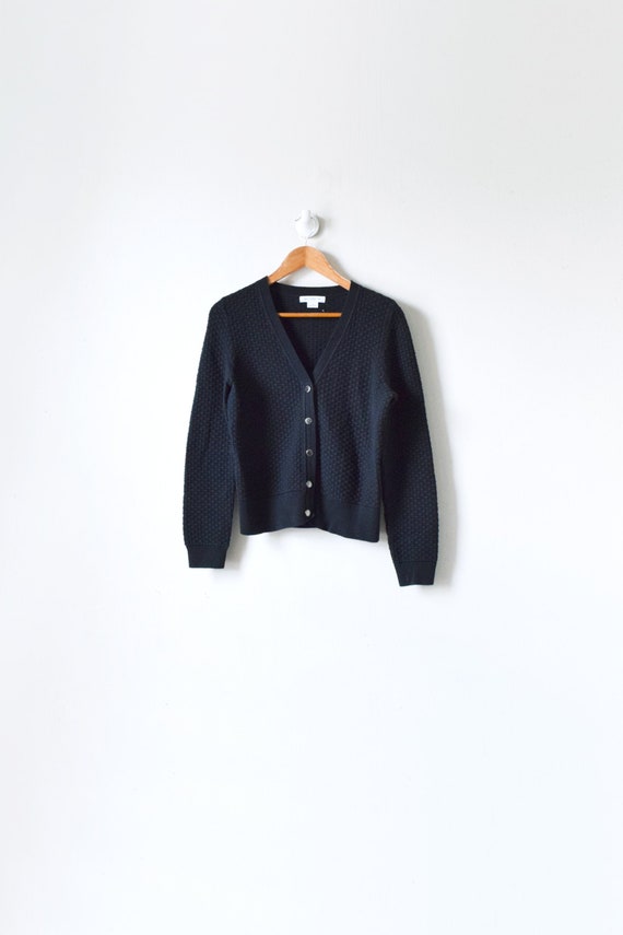 90s Black Nubble-knit Cardigan - Vintage Cardigan