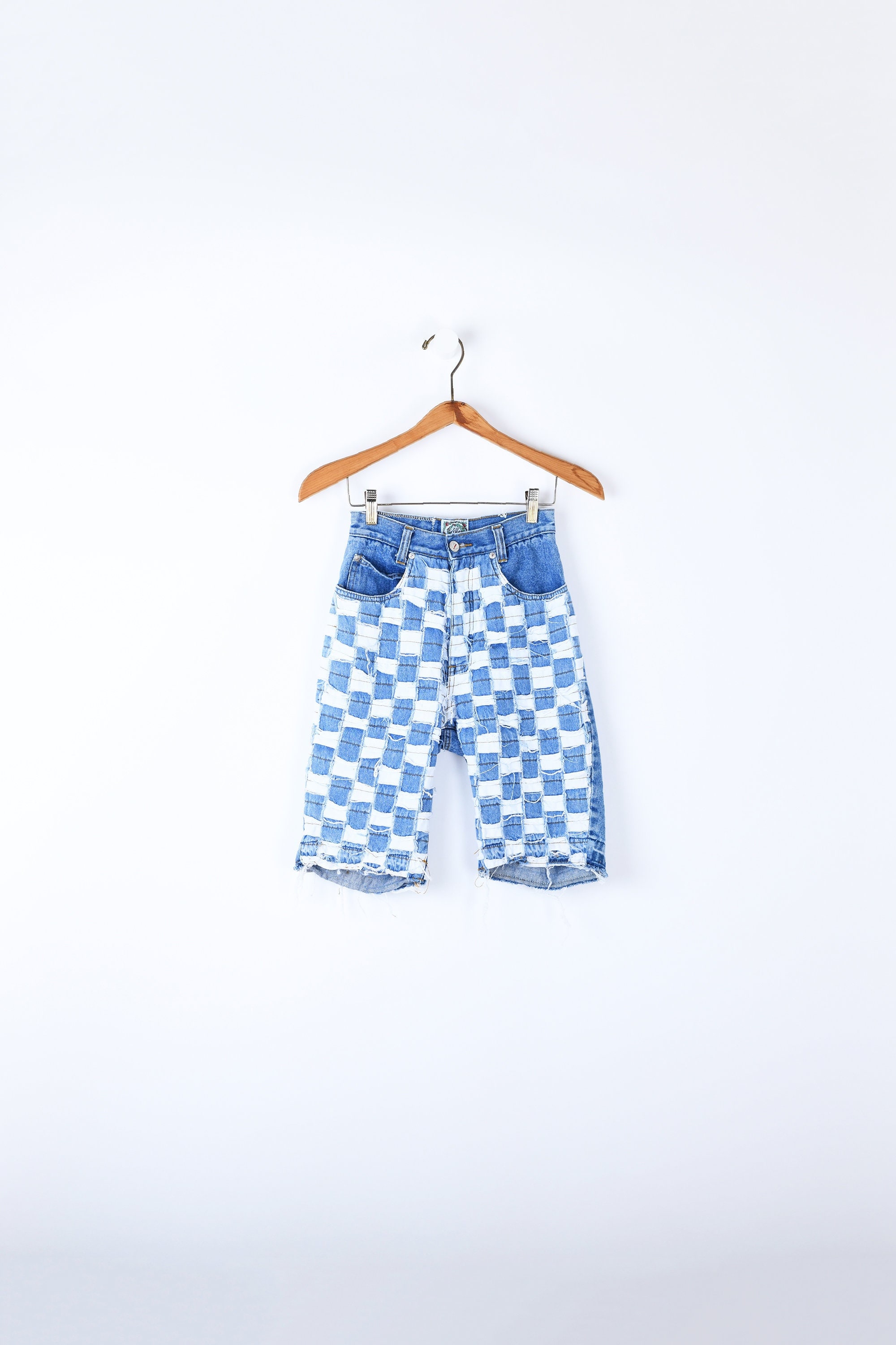 XXS // 2000s Rippy Gridded Denim Shorts – Vintage Y2k Skater