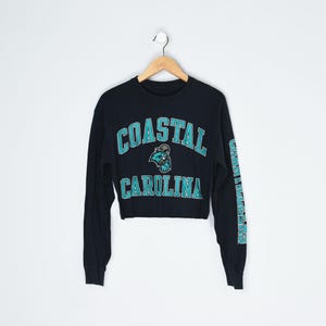 Vintage 2000s Coastal Carolina Chanticleers Cropped T-Shirt - college, crop top, black, athletic - Women&#39;s M